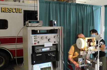 Image: Radiation measurements performed using a transportable EPR dosimeter (photo courtesy of Dartmouth College).